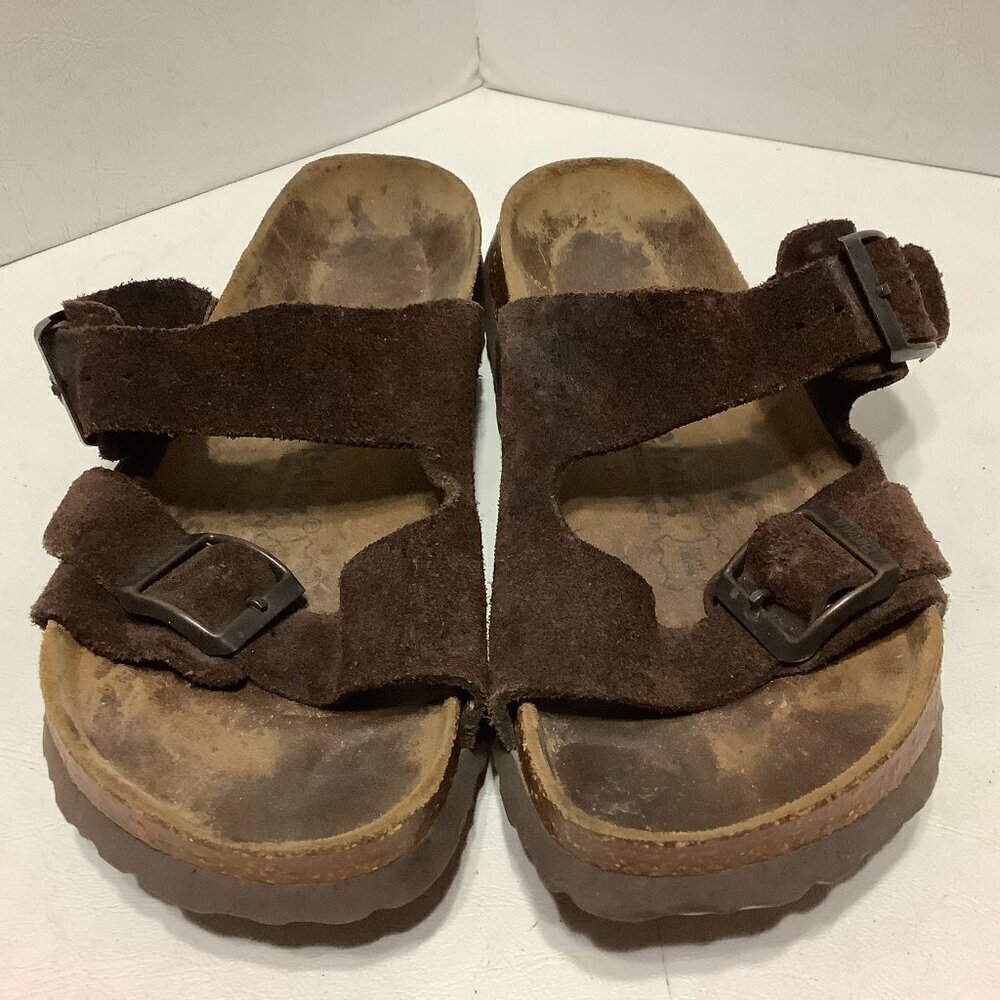 Betula Birkenstock Brown Suede Leather Arizona Sandals Size 245 Narrow Width - Picture 6 of 13